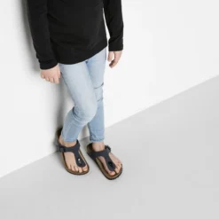 Birkenstock Gizeh Birko-Flor Nubuck Navy -Stepwise Shoes Sales Store 1005128 f look b