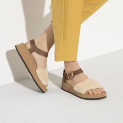 Glenda Natural Leather/Shearling -Stepwise Shoes Sales Store 1020217 f closeup f