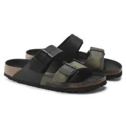 Birkenstock Arizona Split Birko-Flor Black/Desert Soil Camo Green -Stepwise Shoes Sales Store 1021131 pair