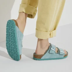 Birkenstock Arizona Shearling Suede Leather -Stepwise Shoes Sales Store 1023259 f closeup f