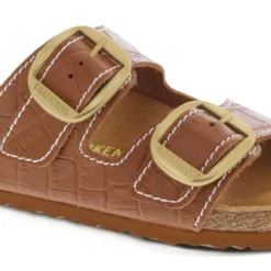 Birkenstock Arizona Big Buckle Embossed Natural Leather Cognac -Stepwise Shoes Sales Store 1023766 detail 1