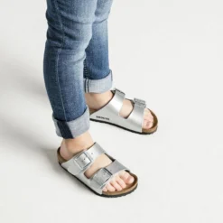 Birkenstock Arizona Birko-Flor Silver -Stepwise Shoes Sales Store 555133 f closeup g